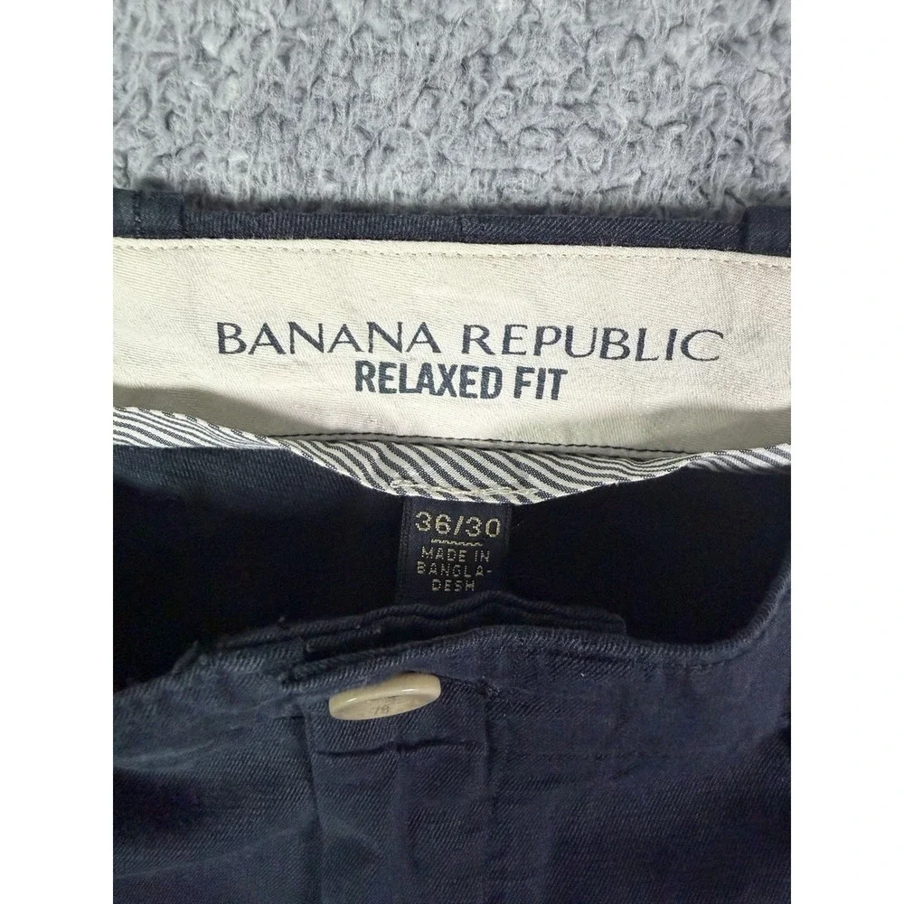 Banana Republic Mens Pants 36x30 Relaxed Fit Wide Leg Cotton Blue Flap Pockets